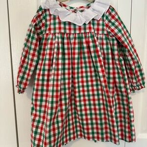 Cecil and Lou Christmas Plaid Long Sleeve Dress with Ruffle Collar